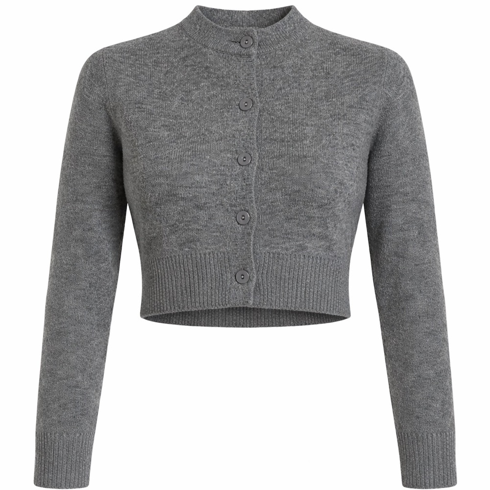 Charcoal Gray Cropped Button Cardigan